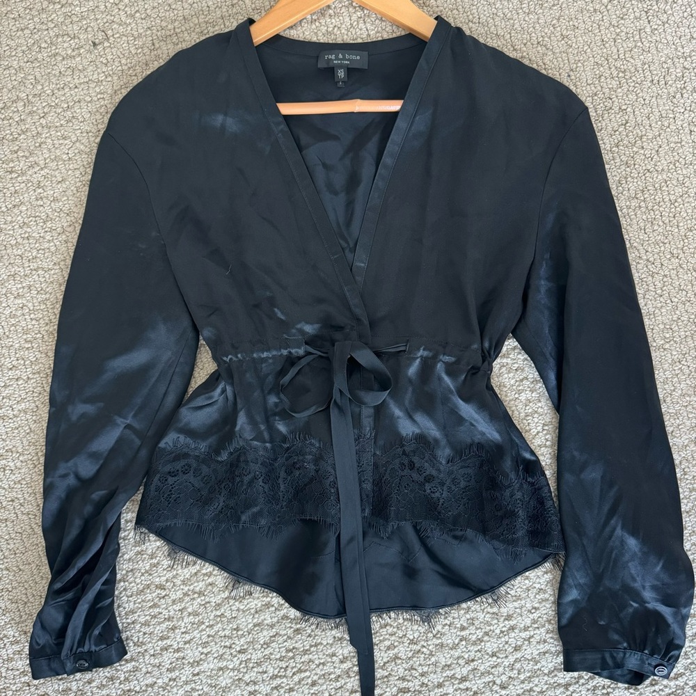 Rag & Bone Tomlin tie front silk blouse - Picture 4 of 8
